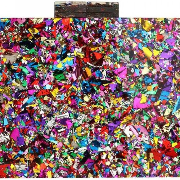 Handbags - Women Sequin Acrylic Clutch Bag Crossbody Evening Party Purse